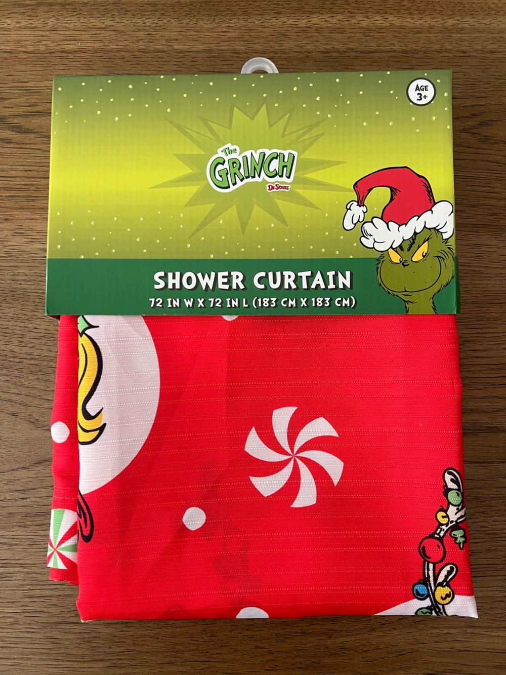 NEW The Grinch Red Holiday Peppermint Shower Curtain